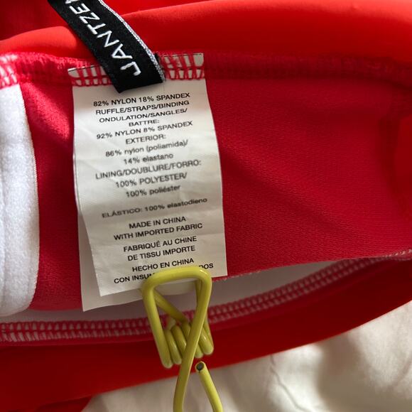 Janzten Size 14 Ruffle Bathing Suit Swimwear Orange Coral - Picture 8 of 10